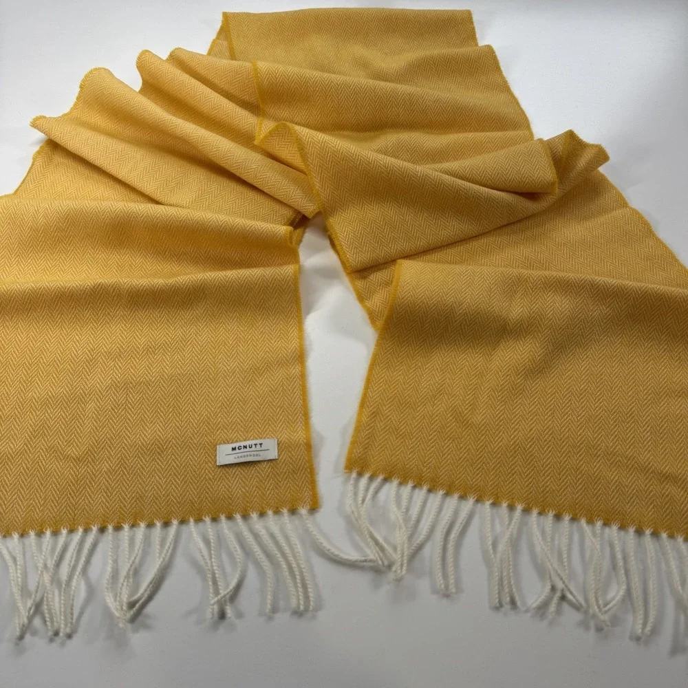 McNutt Donegal Lambswool Scarf Herringbone Yellow Unisex Approx 82